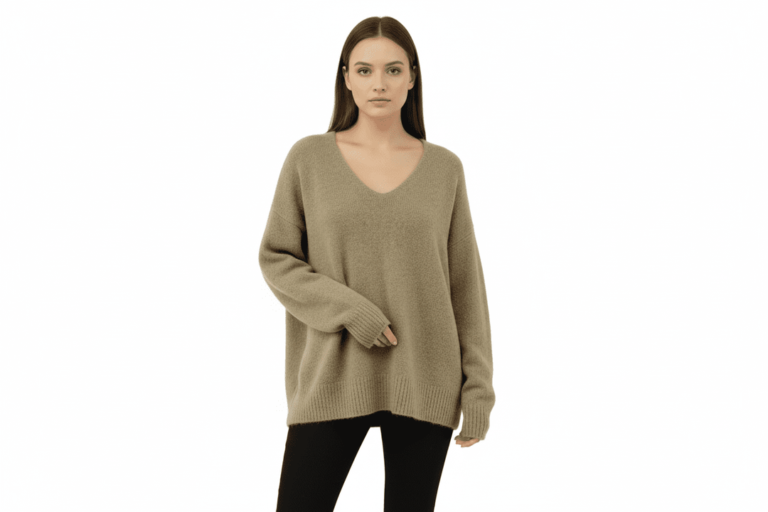 Clever Alice Happy V - Neck Alpaca Sweater - clever alice