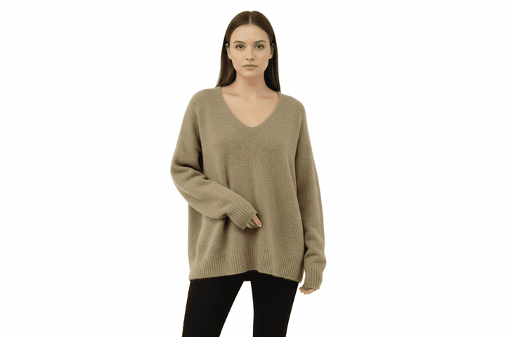 Clever Alice Happy V - Neck Alpaca Sweater - clever alice
