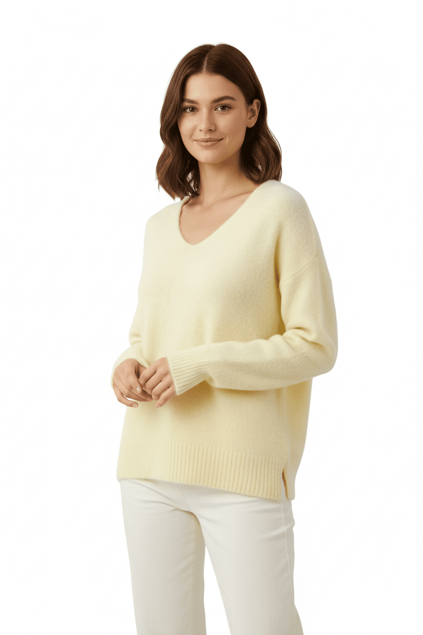 Clever Alice Happy V - Neck Alpaca Sweater - clever alice