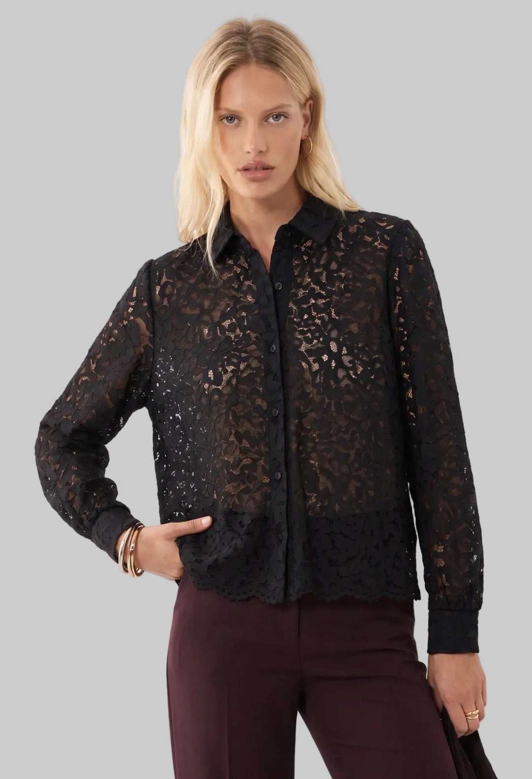 Clever Alice Lace Button Down - clever alice