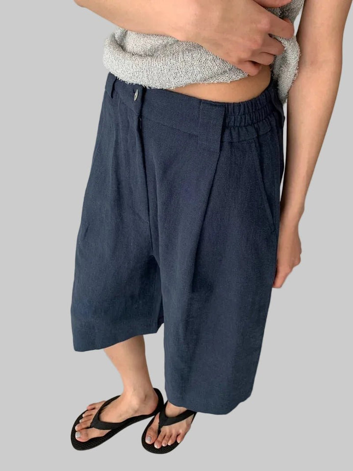 Clever Alice Linen Banding Bermuda Pants - clever alice