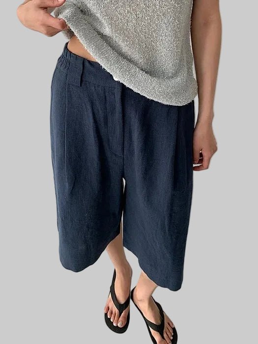 Clever Alice Linen Banding Bermuda Pants - clever alice
