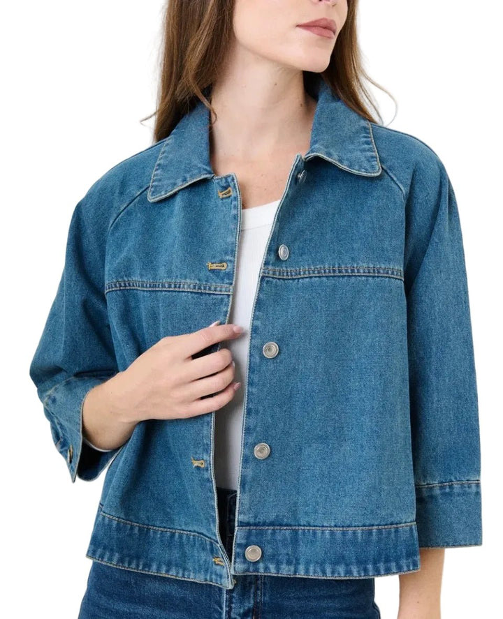 Clever Alice Mel 3/4 Sleeve Denim Jacket - clever alice