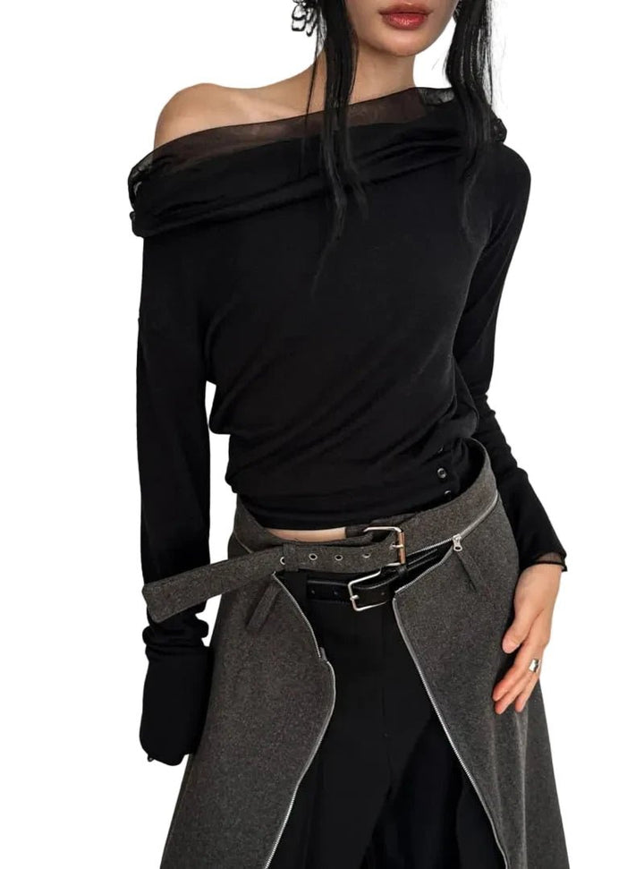Clever Alice Mute Mesh Off - Shoulder Tee - clever alice