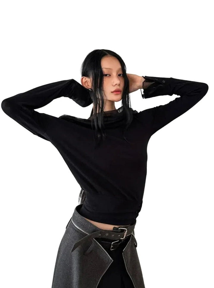 Clever Alice Mute Mesh Off - Shoulder Tee - clever alice