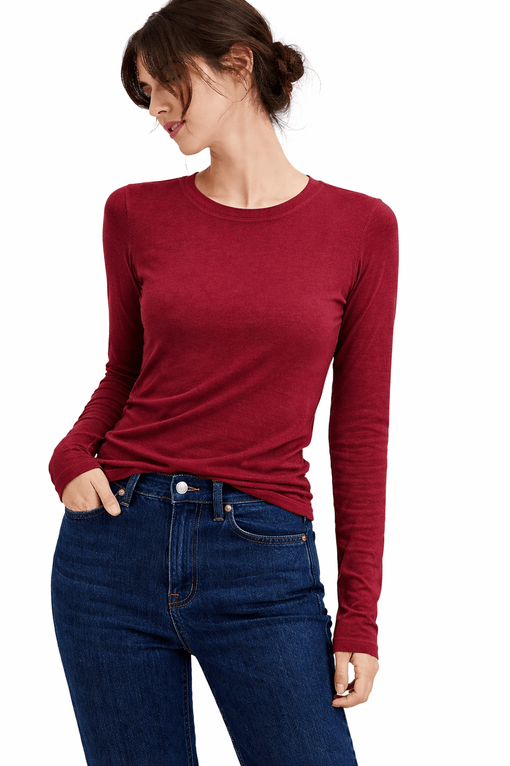 Clever Alice Raw Edge Wool Slim Long Sleeve Tee - clever alice