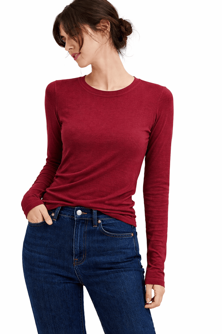 Clever Alice Raw Edge Wool Slim Long Sleeve Tee - clever alice