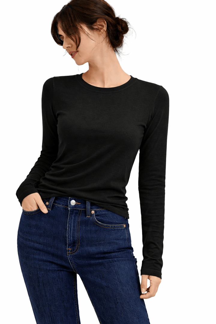 Clever Alice Raw Edge Wool Slim Long Sleeve Tee - clever alice