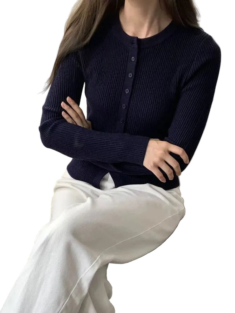 Clever Alice Slim Ribbed Knit Cardigan - clever alice