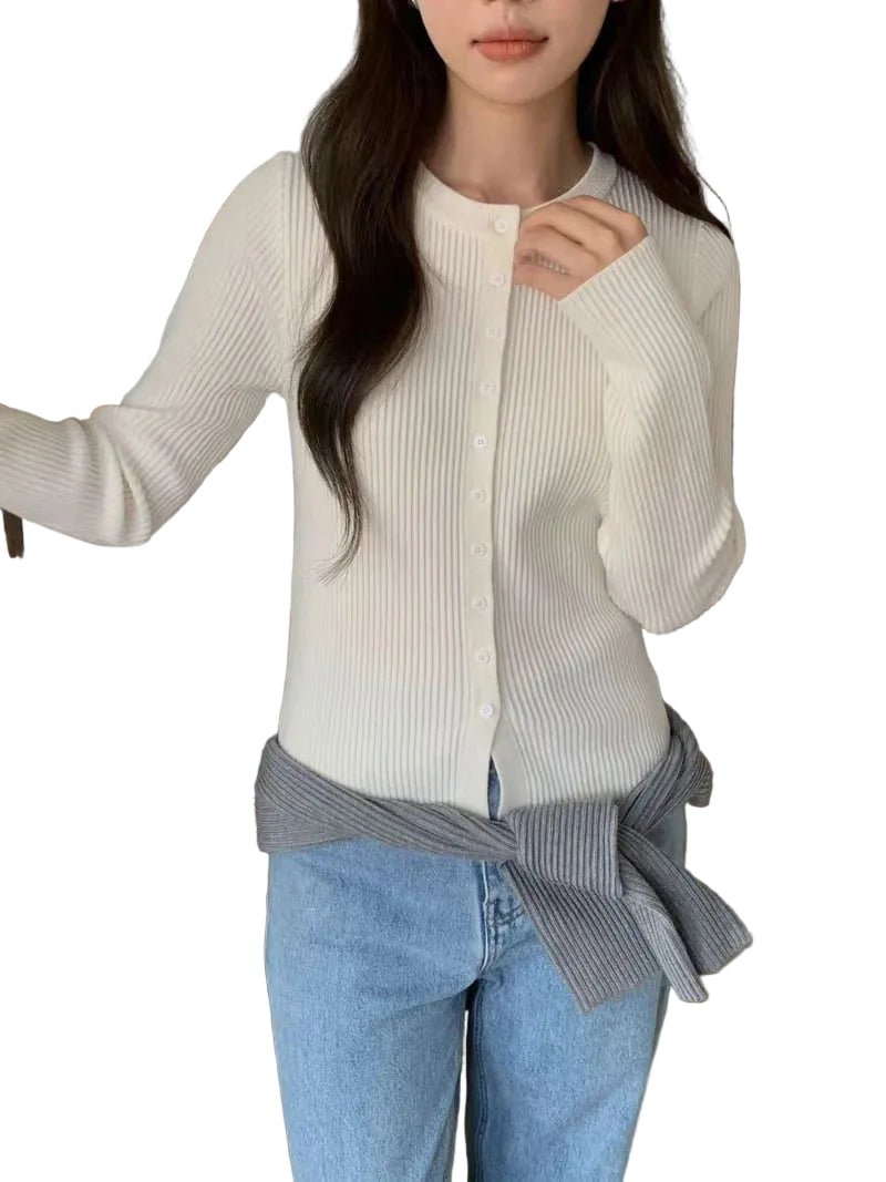 Clever Alice Slim Ribbed Knit Cardigan - clever alice