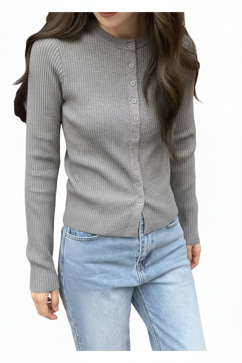 Clever Alice Slim Ribbed Knit Cardigan - clever alice