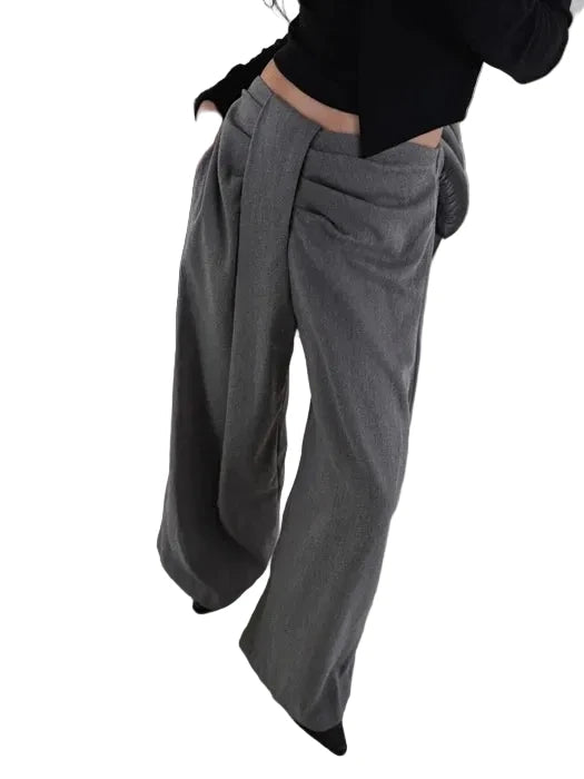 Clever Alice Twist Wide Wool Pants - clever alice