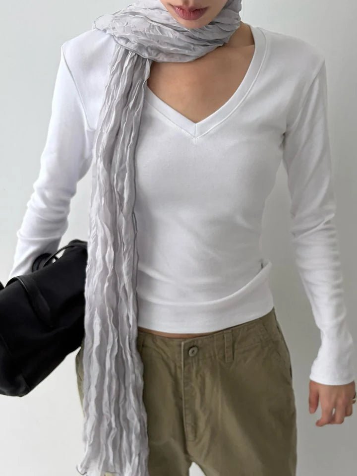 Clever Alice V-neck Slim Long Sleeved Tee - clever alice