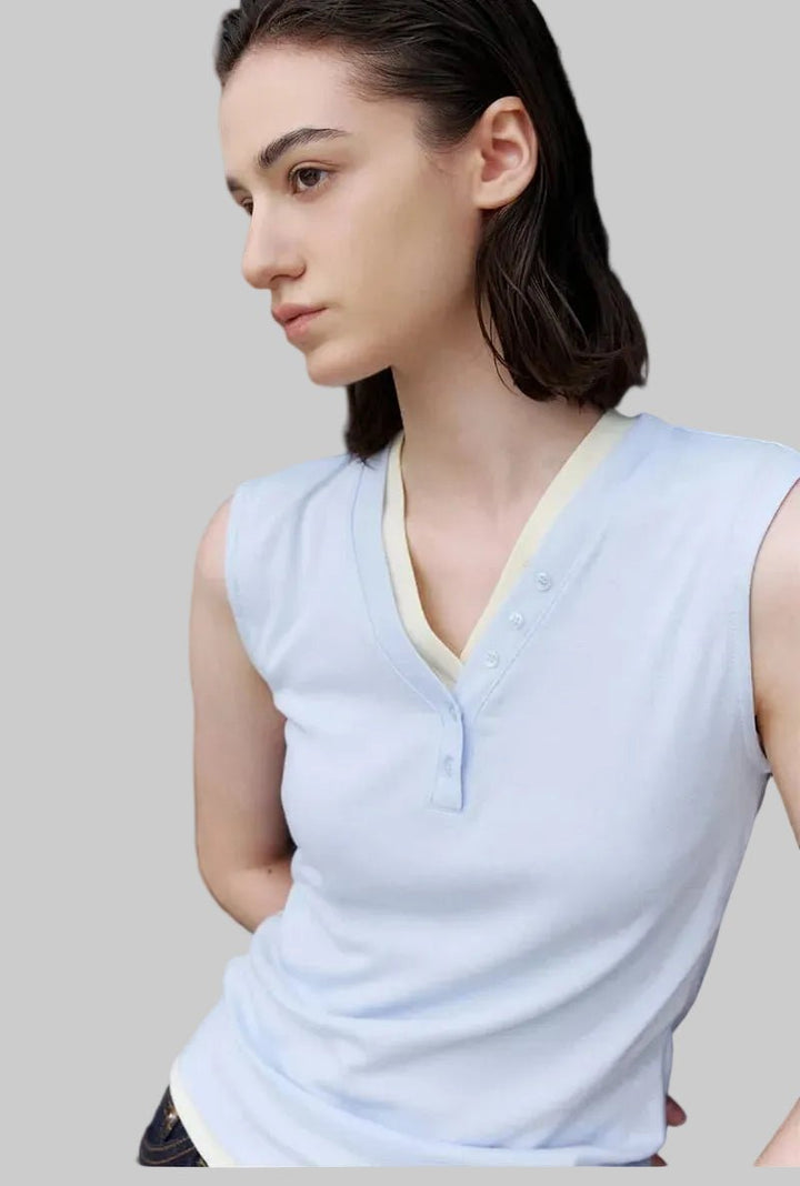 Clever Alice Y Button Sleeveless Top - clever alice