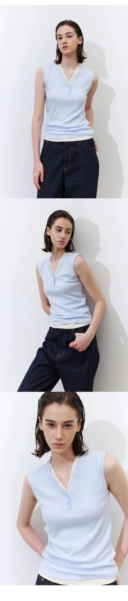 Clever Alice Y Button Sleeveless Top - clever alice