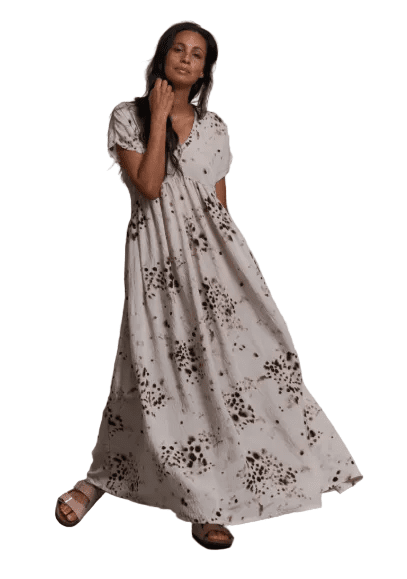 Deha Allover Crinkled Viscose Long Dress - clever alice