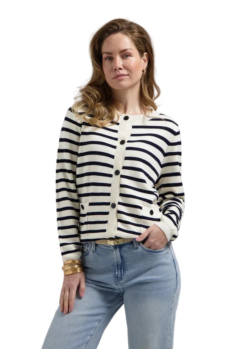 Florez Katerina Cardigan | Blue Striped - clever alice