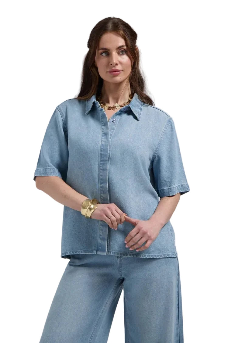 Florez Sylena Blouse | Mid Blue - clever alice