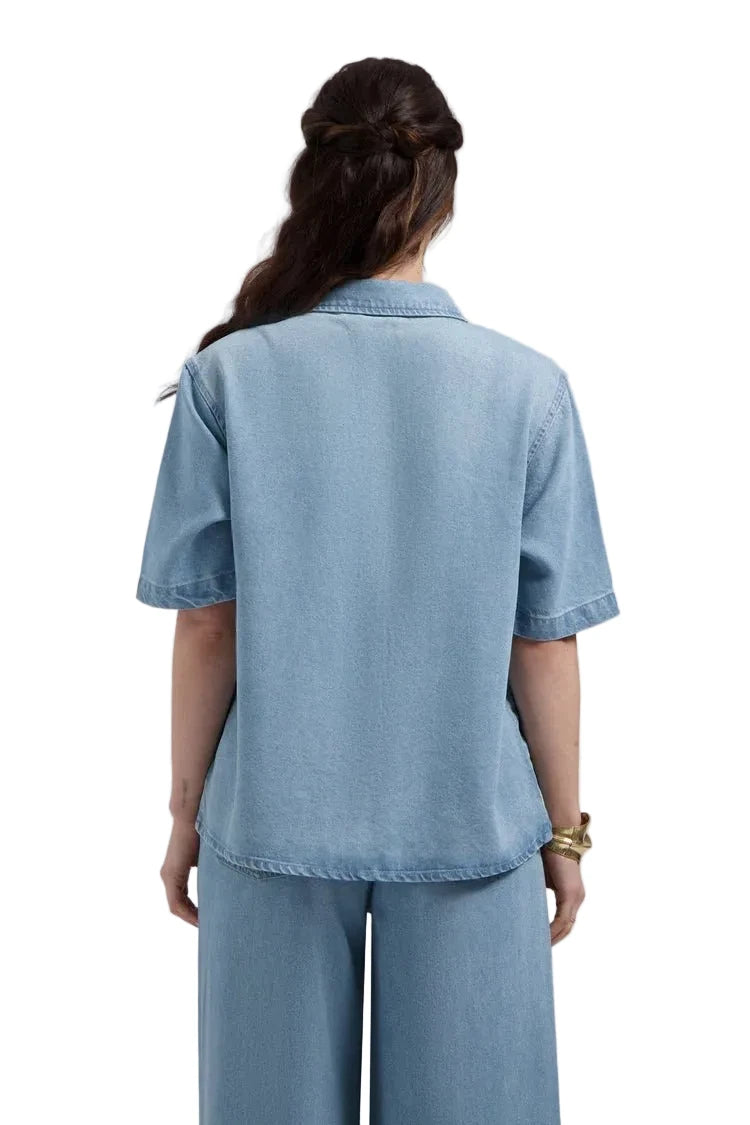 Florez Sylena Blouse | Mid Blue - clever alice