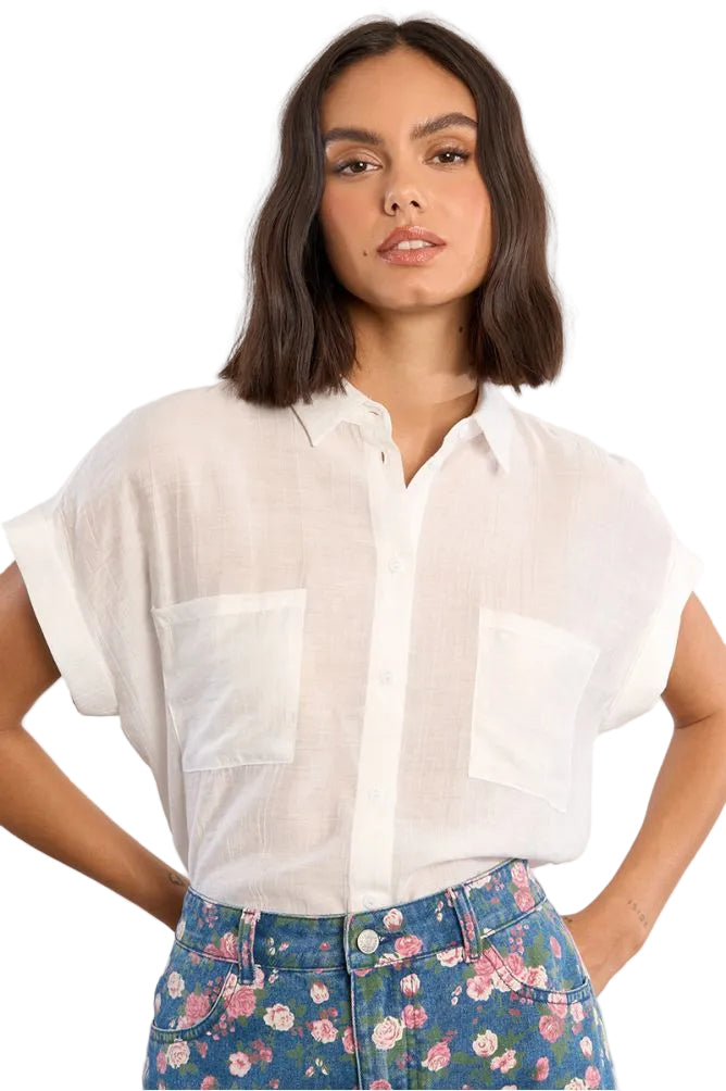 Molly Bracken Flowing Short Sleeve Button Up