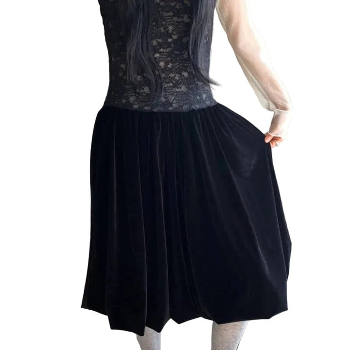 Foundation Lace Balloon Velvet One - piece - clever alice