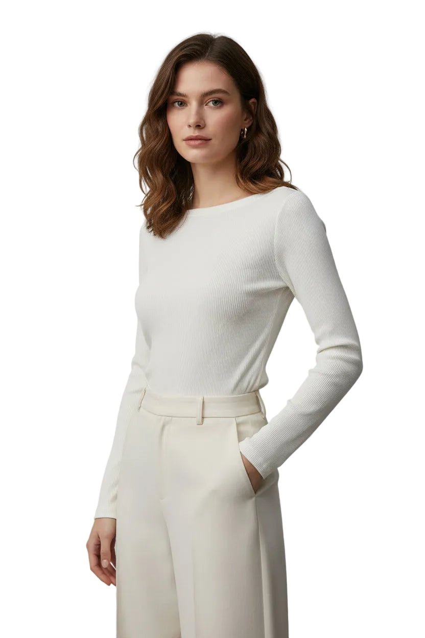 Garconne Brook Square Neck Ribbed Long Sleeve - clever alice