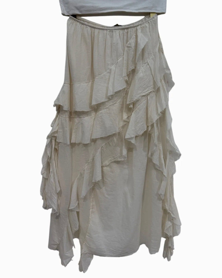 Garconne Cotton Maxi Asymmetrical Ruffled Skirt - clever alice