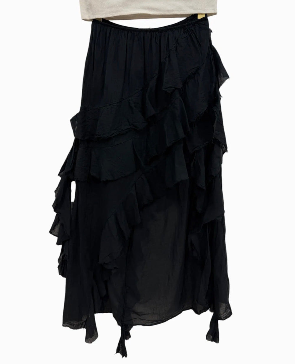 Garconne Cotton Maxi Asymmetrical Ruffled Skirt - clever alice