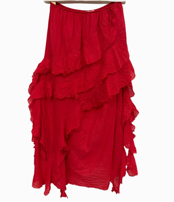 Garconne Cotton Maxi Asymmetrical Ruffled Skirt - clever alice
