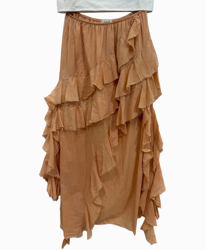 Garconne Cotton Maxi Asymmetrical Ruffled Skirt - clever alice