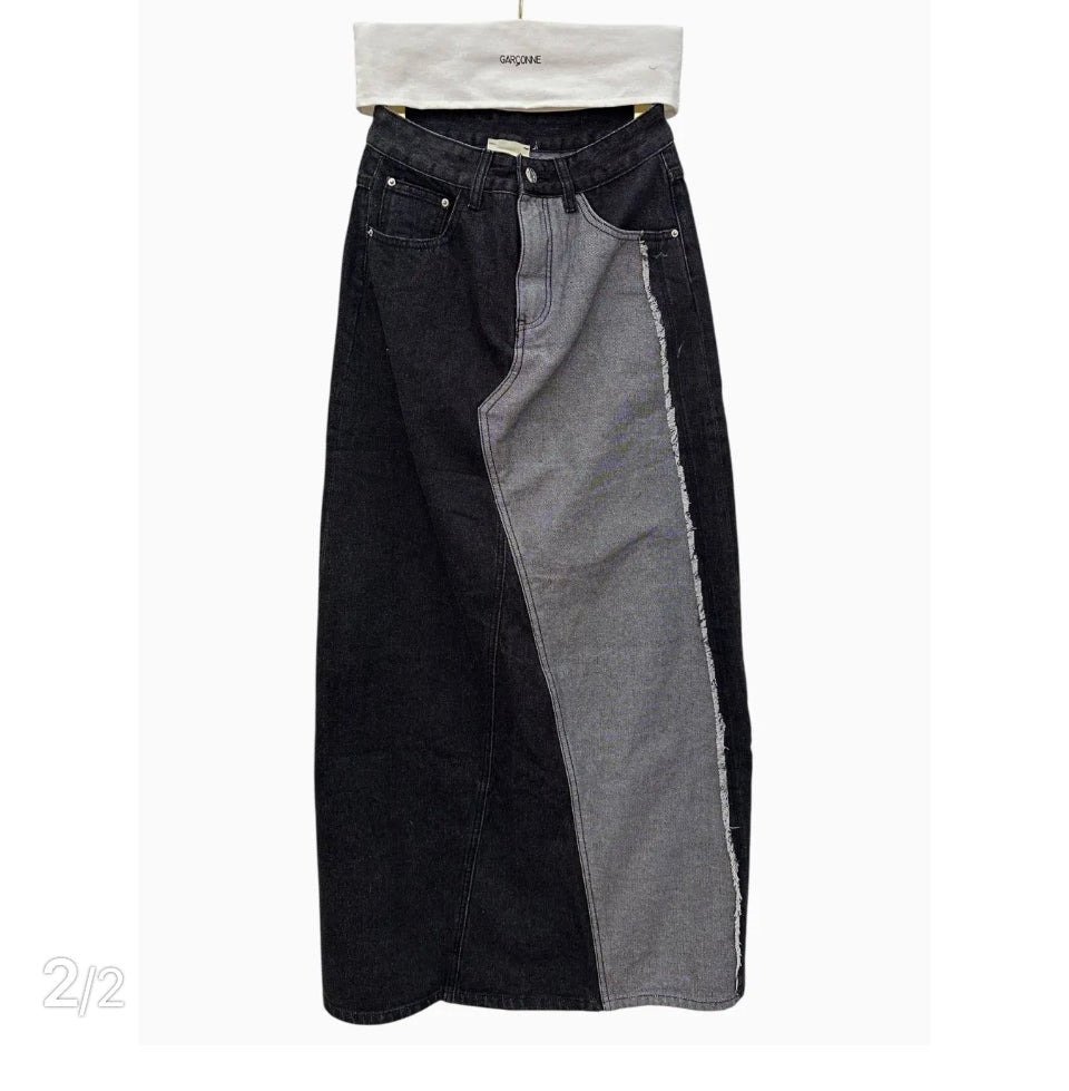 Garconne Denim Two Tone Skirt - clever alice