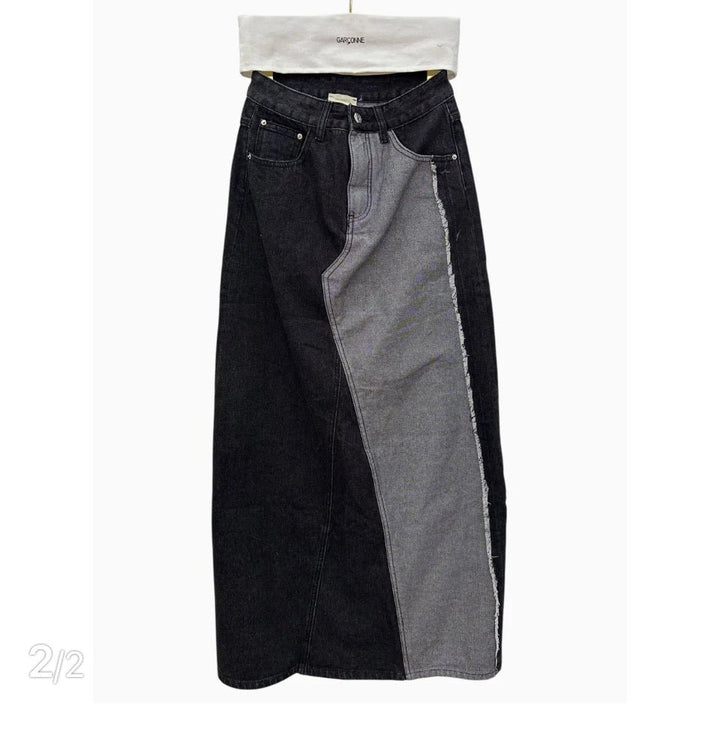 Garconne Denim Two Tone Skirt - clever alice