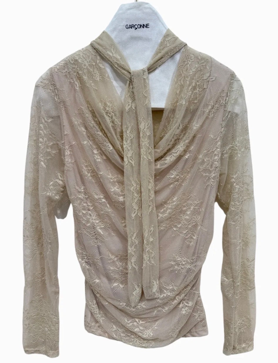 Garconne Fawn Lace Tie Blouse - clever alice