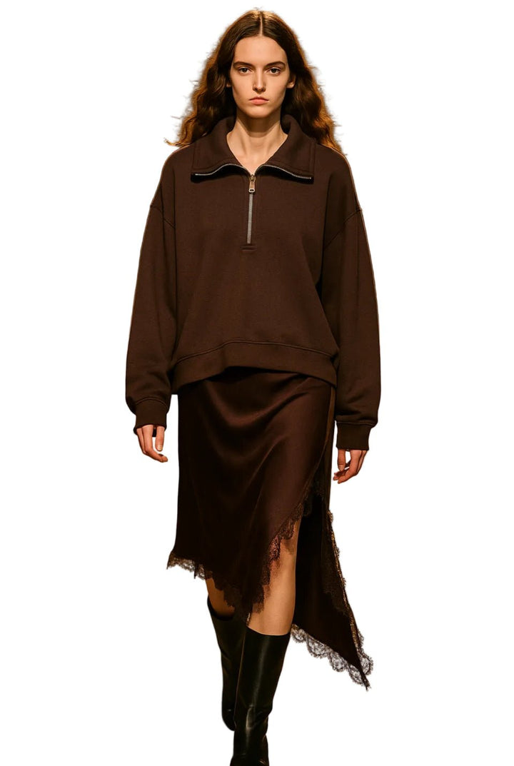 Garconne Lily Satin Skirt with Lace Trim - clever alice