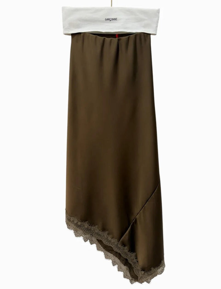 Garconne Lily Satin Skirt with Lace Trim - clever alice