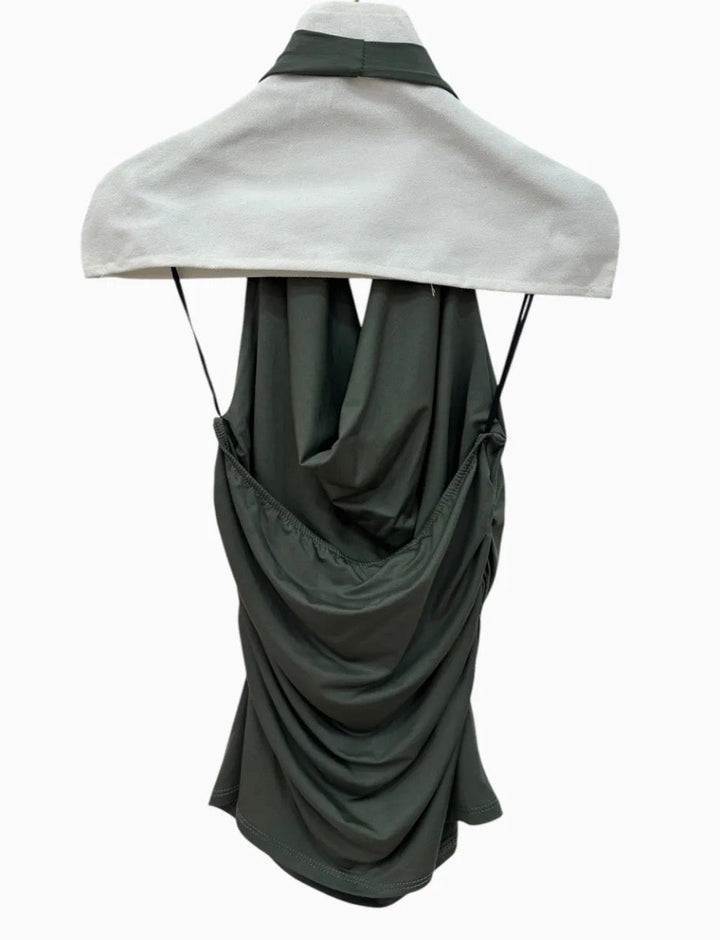 Garconne Plunging Halter Top - clever alice