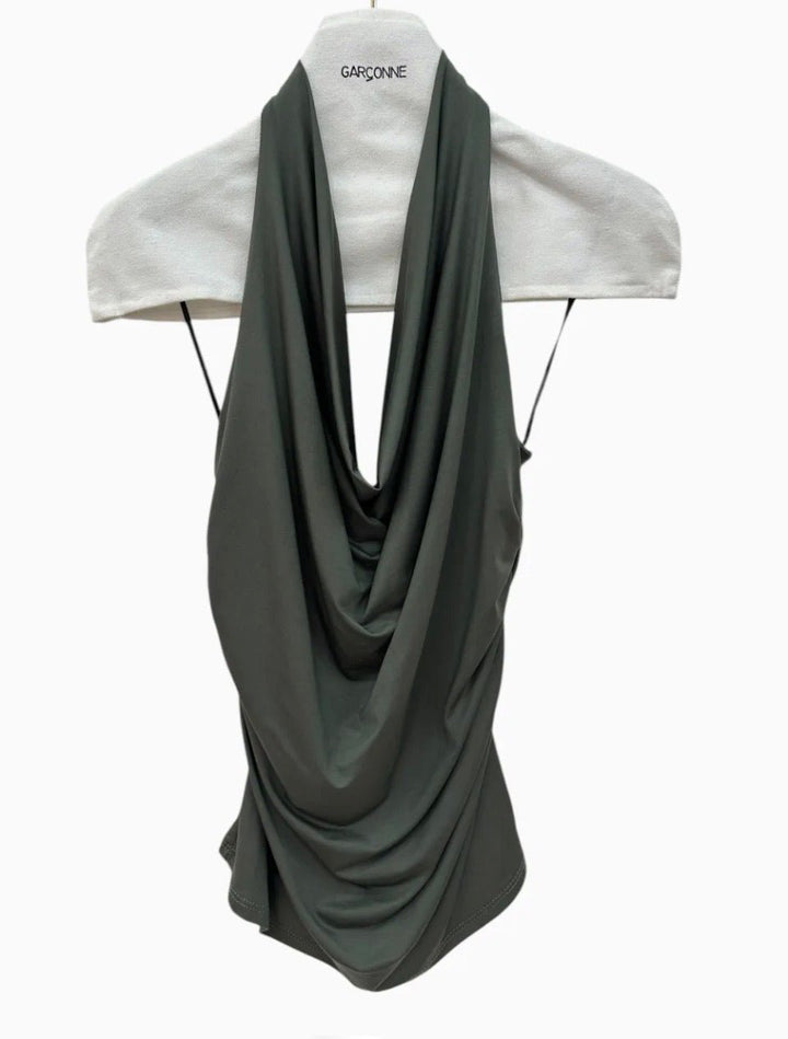 Garconne Plunging Halter Top - clever alice