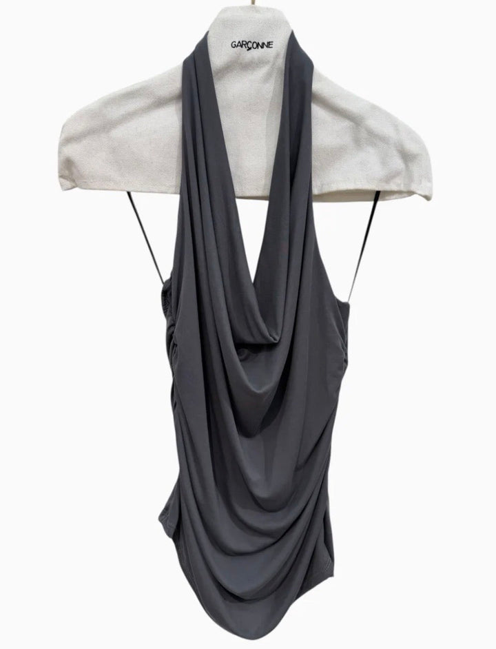 Garconne Plunging Halter Top - clever alice