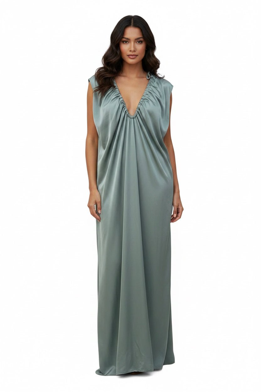 Garconne Silk Blend V - Neck Dress - clever alice