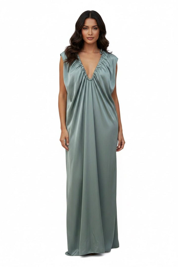 Garconne Silk Blend V - Neck Dress - clever alice