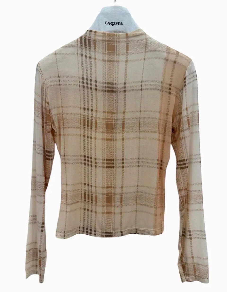 Garconne Viv Semi - Sheer Plaid Long Sleeve Top - clever alice
