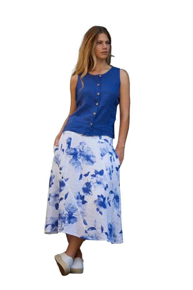 Inizio Floral Skirt in Linen - clever alice