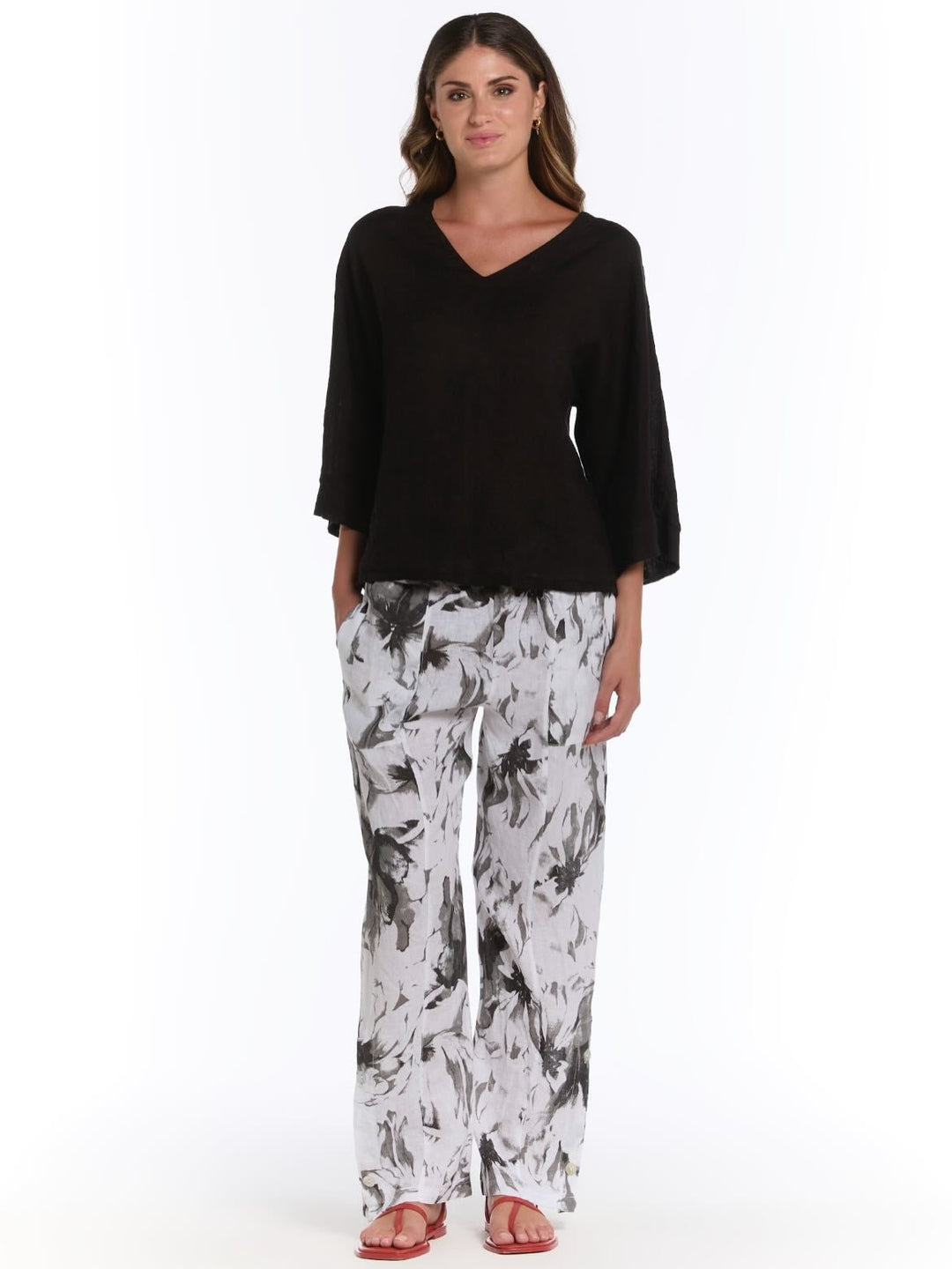 Inizio Linen 3/4 Sleeve Top - clever alice