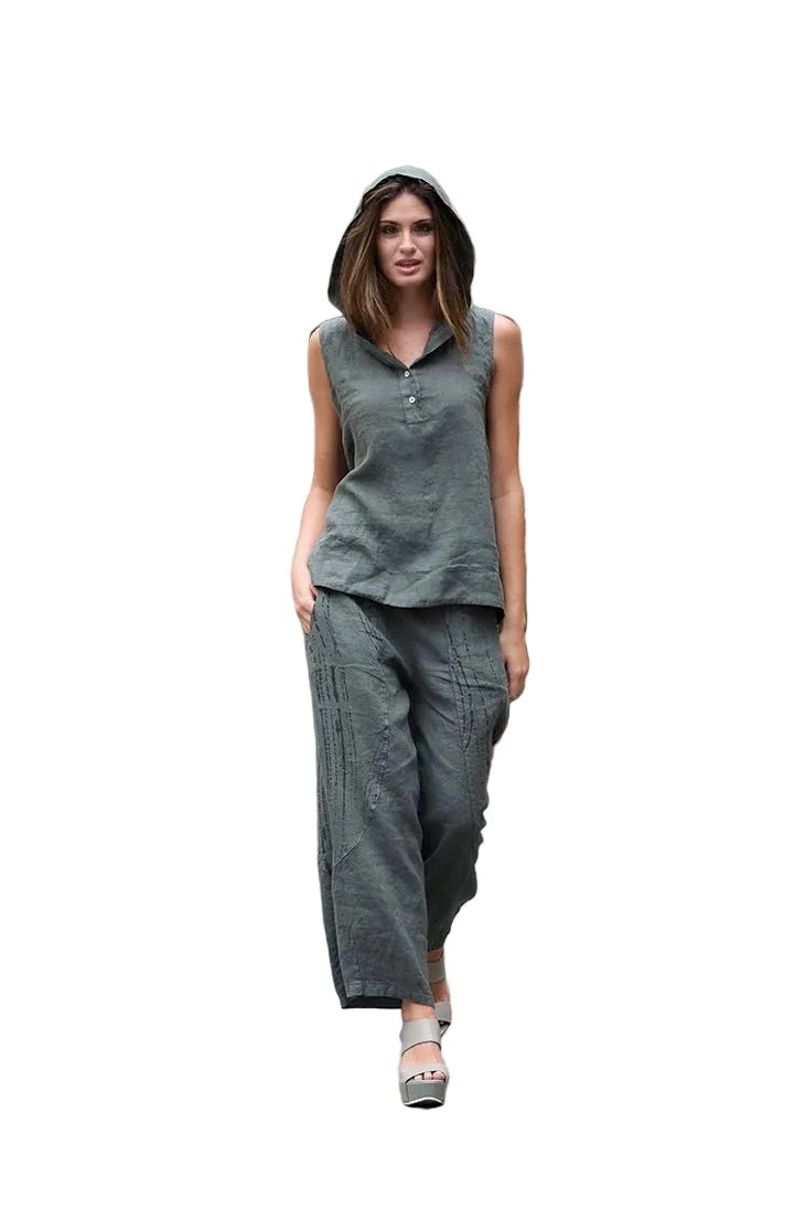 Inizio Linen Hoodie Sleeveless - clever alice