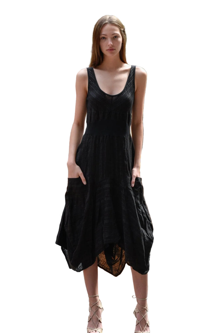 Inizio Striped Double Pocket Midi Dress - 9779 - clever alice