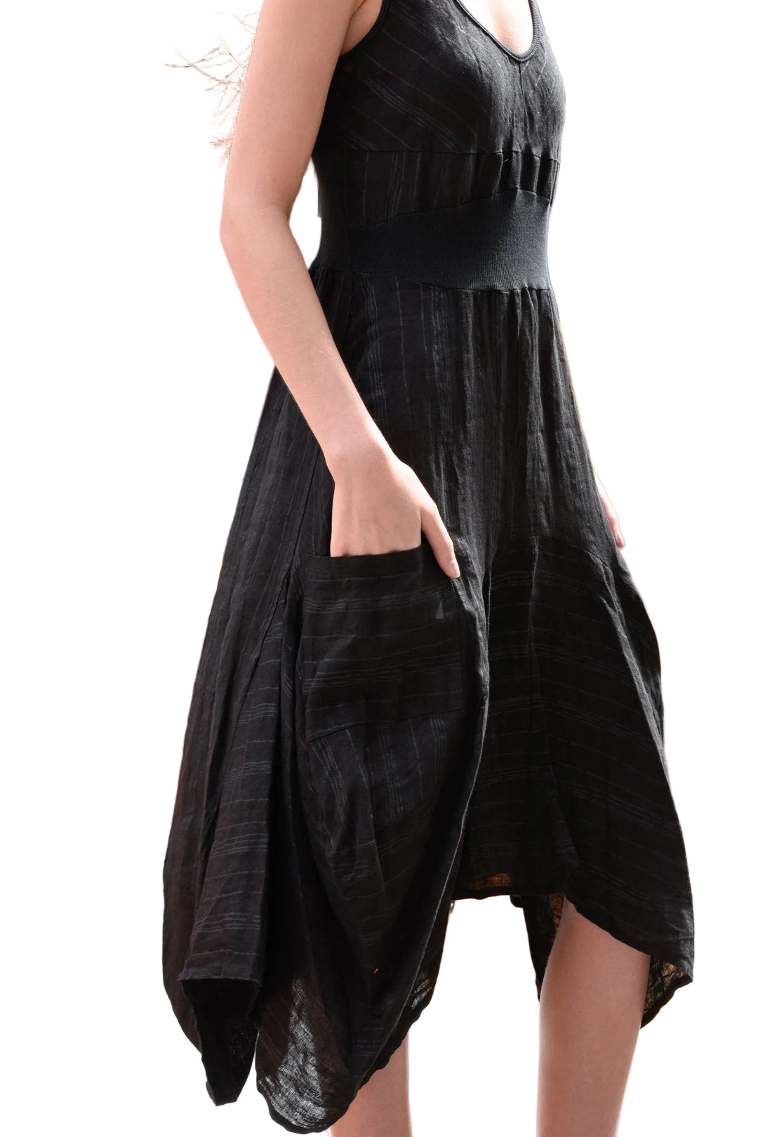 Inizio Striped Double Pocket Midi Dress - 9779 - clever alice