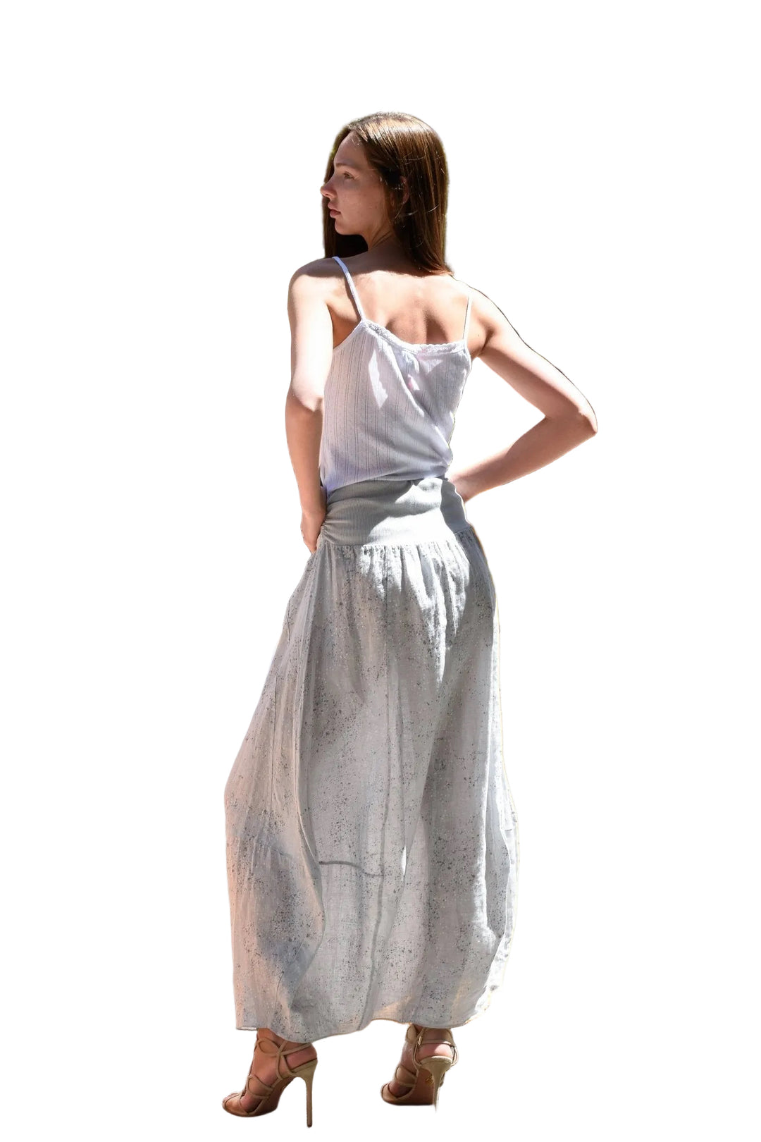 Inizio Wide Cotton Waistband Print Maxi Skirt - 1363 - clever alice