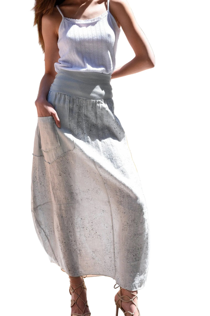 Inizio Wide Cotton Waistband Print Maxi Skirt - 1363 - clever alice