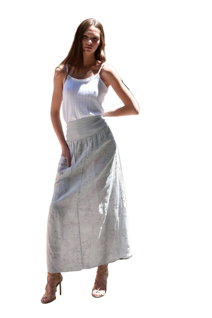 Inizio Wide Cotton Waistband Print Maxi Skirt - 1363 - clever alice