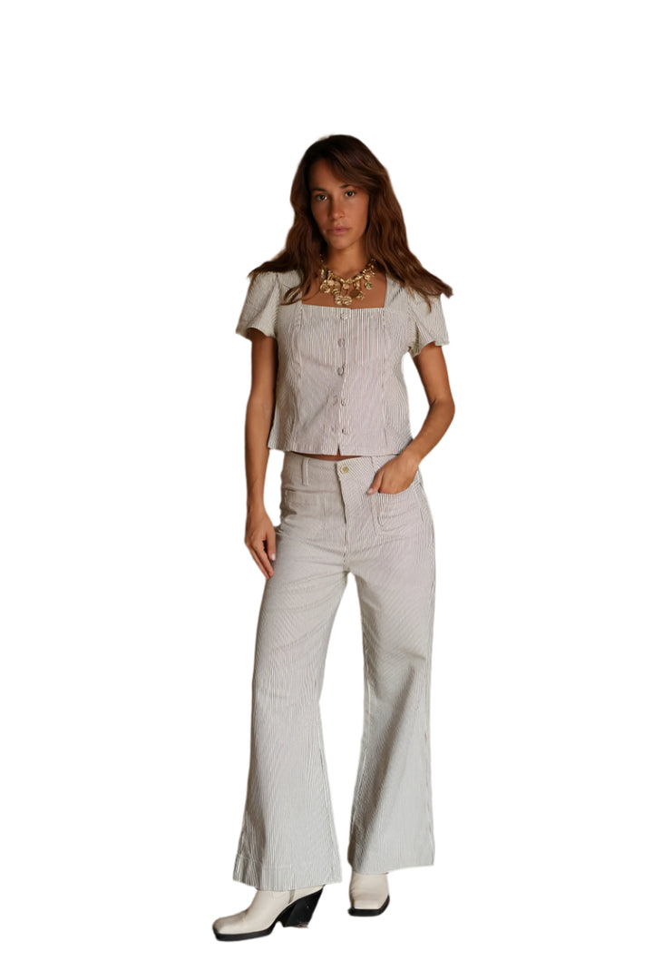 Oraije Paris Gasparette Black Pinstripe Cropped Jean - clever alice